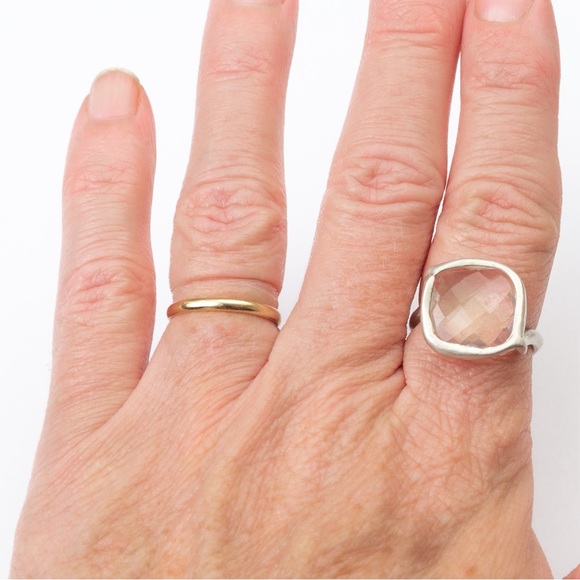 Vintage clear faceted stone silver ring & large stone unique eye catching 7.25 - Picture 4 of 16